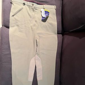 On Course Womens Knee Patch Breeches, 38R, Sesame, NWT